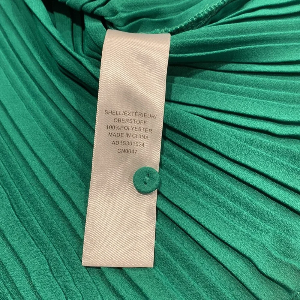 Adrianna Papell Green High Neck Pleated Look Small - Picture 5 of 13